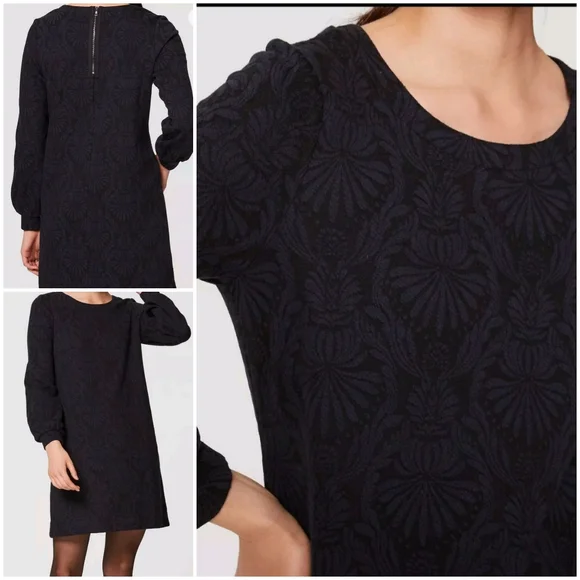 LOFT | Dresses | Ann Taylor Loft Long Sleeve Medallion Knit Shift Dress Sz  L | Poshmark